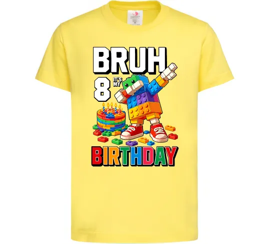 Дитяча футболка Lego 8 Birthday bruh Лимонний фото