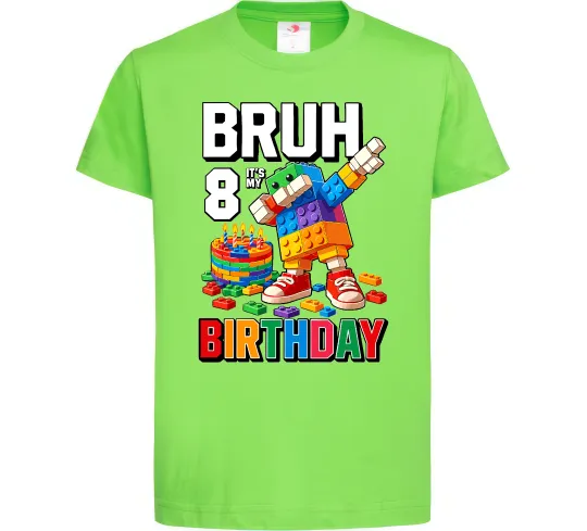 Дитяча футболка Lego 8 Birthday bruh Лаймовий фото