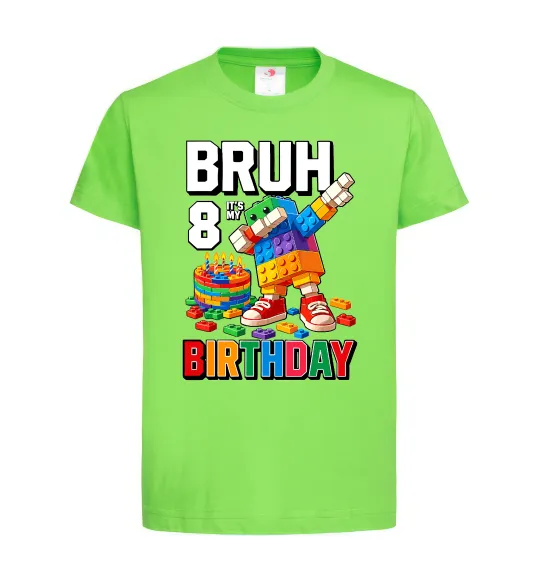 Дитяча футболка Lego 8 Birthday bruh Лаймовий фото