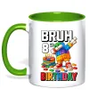 Чашка з кольоровою ручкою Lego 8 Birthday bruh Лаймовий фото