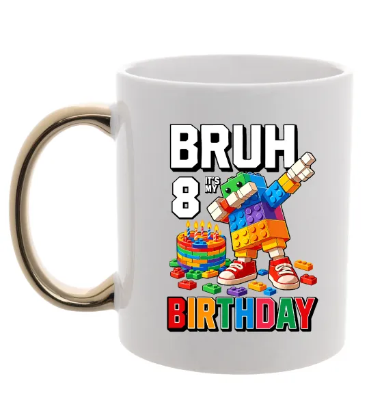 Чашка з кольоровою ручкою Lego 8 Birthday bruh Золото фото