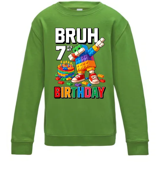 Дитячий світшот Lego 7 Birthday bruh Лаймовий фото
