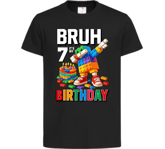 Дитяча футболка Lego 7 Birthday bruh Чорний фото