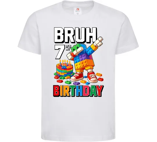 Дитяча футболка Lego 7 Birthday bruh Білий фото