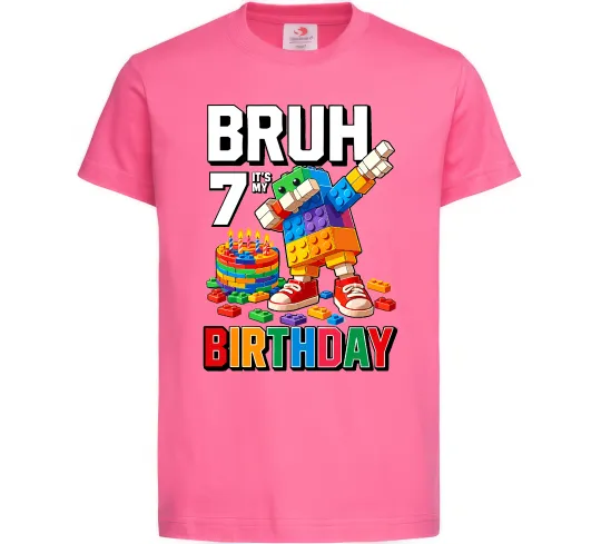 Дитяча футболка Lego 7 Birthday bruh Яскраво-рожевий фото