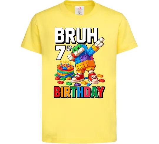 Дитяча футболка Lego 7 Birthday bruh Лимонний фото