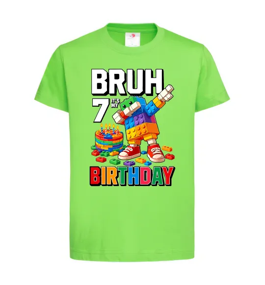Дитяча футболка Lego 7 Birthday bruh Лаймовий фото