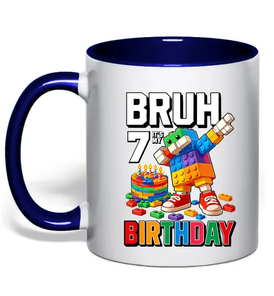 Чашка з кольоровою ручкою Lego 7 Birthday bruh Глибокий темно-синій фото