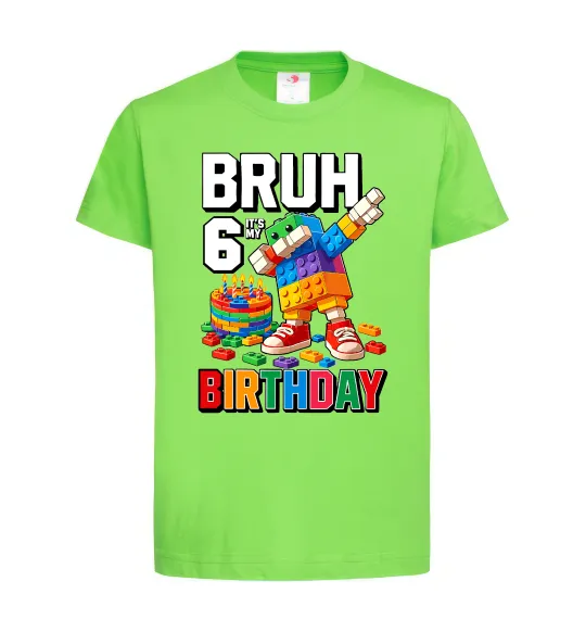 Дитяча футболка Lego 6 Birthday bruh Лаймовий фото
