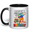 Чашка з кольоровою ручкою Lego 6 Birthday bruh Чорний фото