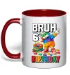 Чашка з кольоровою ручкою Lego 6 Birthday bruh Червоний фото