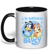 Чашка з кольоровою ручкою 6 Birthday Bluey Чорний фото