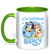 Чашка з кольоровою ручкою 6 Birthday Bluey Лаймовий фото