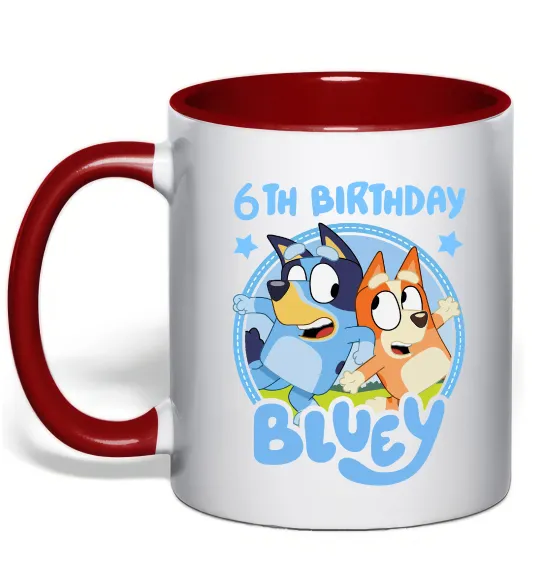 Чашка з кольоровою ручкою 6 Birthday Bluey Червоний фото
