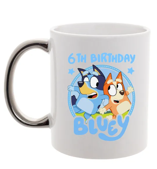 Чашка з кольоровою ручкою 6 Birthday Bluey Срібло фото