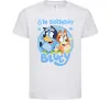 Дитяча футболка 6 Birthday Bluey Білий фото