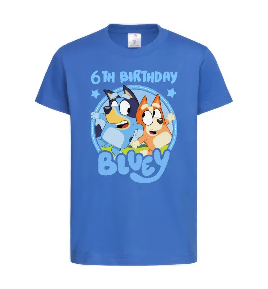 Дитяча футболка 6 Birthday Bluey Яскраво-синій фото