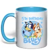 Чашка з кольоровою ручкою 5 Birthday Bluey Блакитний фото
