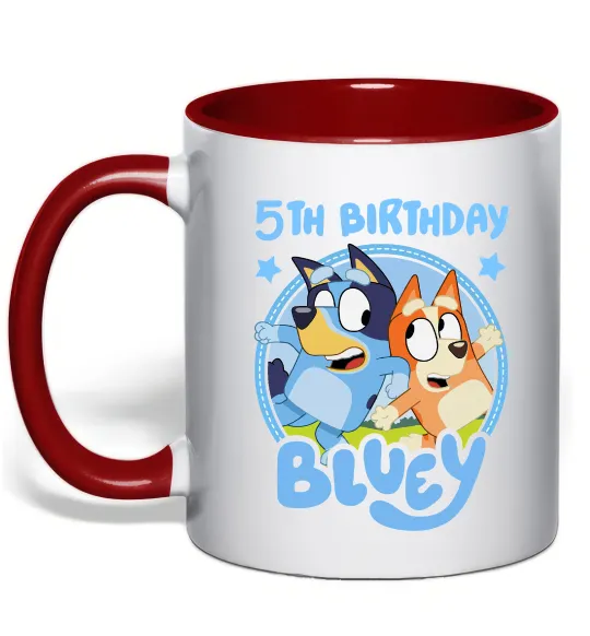 Чашка з кольоровою ручкою 5 Birthday Bluey Червоний фото