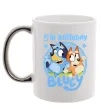 Чашка з кольоровою ручкою 5 Birthday Bluey Срібло фото