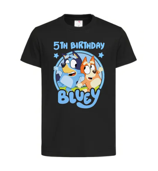 Детская футболка 5 Birthday Bluey Черный фото