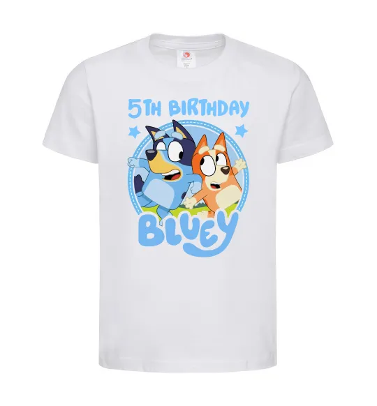 Детская футболка 5 Birthday Bluey Белый фото