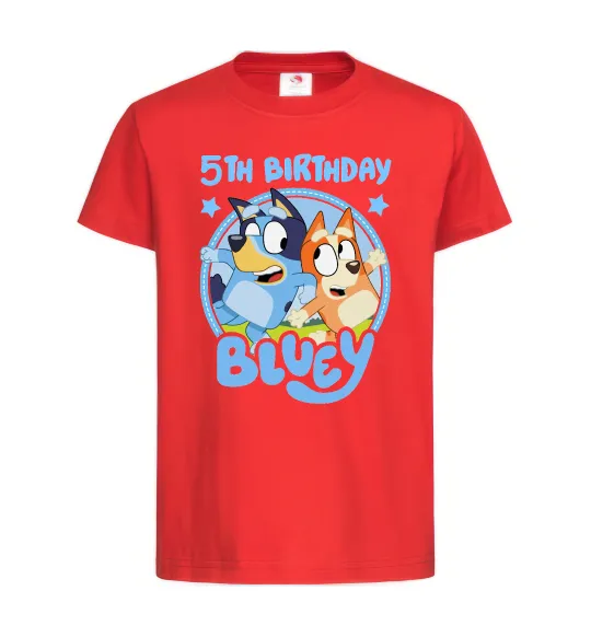 Детская футболка 5 Birthday Bluey Красный фото