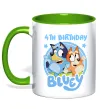Чашка з кольоровою ручкою 4 Birthday Bluey Лаймовий фото