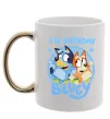 Чашка з кольоровою ручкою 4 Birthday Bluey Золото фото