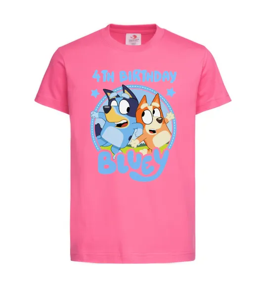 Дитяча футболка 4 Birthday Bluey Яскраво-рожевий фото