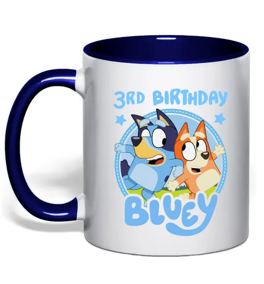 Чашка з кольоровою ручкою 3 Birthday Bluey Глибокий темно-синій фото