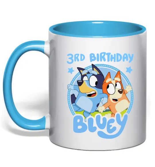 Чашка з кольоровою ручкою 3 Birthday Bluey Блакитний фото