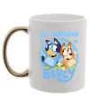 Чашка з кольоровою ручкою 3 Birthday Bluey Золото фото