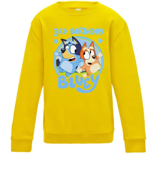 Дитячий світшот 3 Birthday Bluey Сонячно жовтий фото