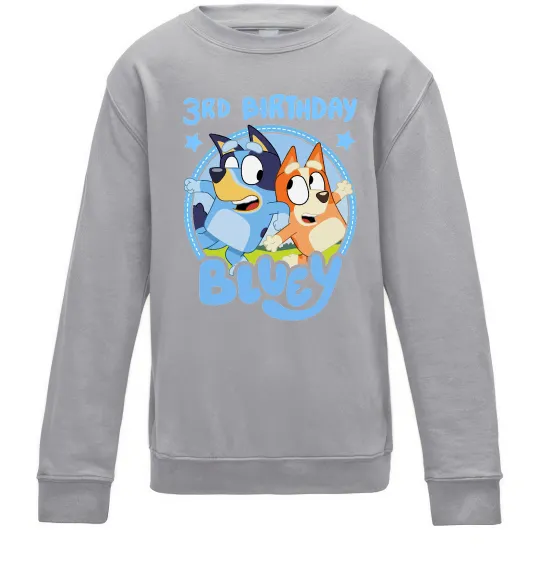 Дитячий світшот 3 Birthday Bluey Сірий меланж фото