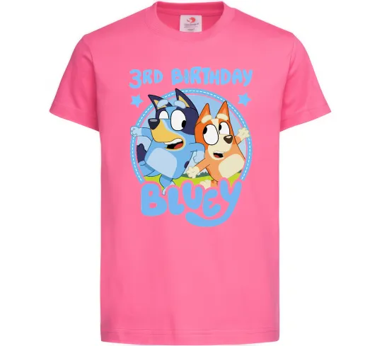 Дитяча футболка 3 Birthday Bluey Яскраво-рожевий фото