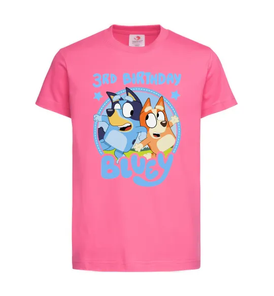 Детская футболка 3 Birthday Bluey Ярко-розовый фото