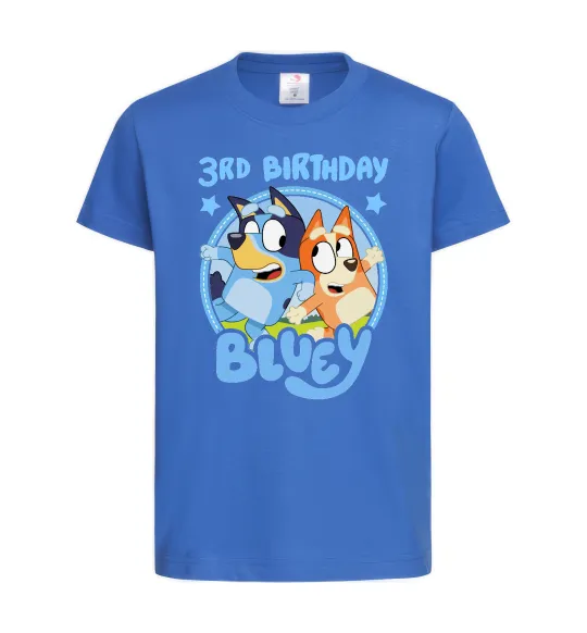 Детская футболка 3 Birthday Bluey Ярко-синий фото