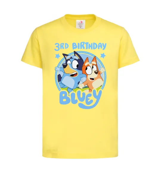 Детская футболка 3 Birthday Bluey Лимонный фото