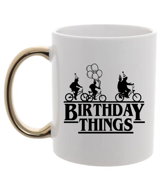 Чашка с цветной ручкой Birthday Things Золото фото