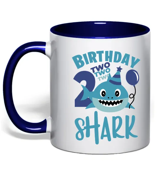 Чашка с цветной ручкой Birthday Shark two two two Глубокий темно-синий фото