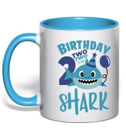 Чашка с цветной ручкой Birthday Shark two two two