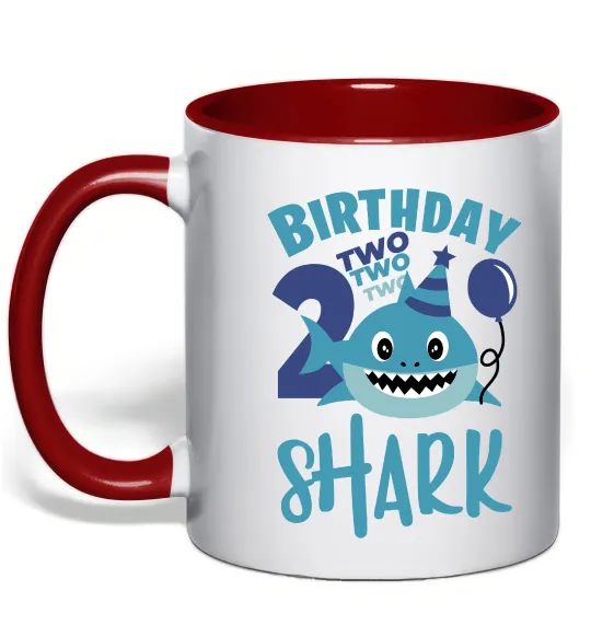 Чашка с цветной ручкой Birthday Shark two two two Красный фото
