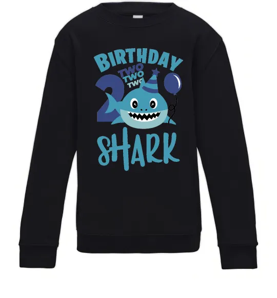 Детский Свитшот Birthday Shark two two two Черный фото