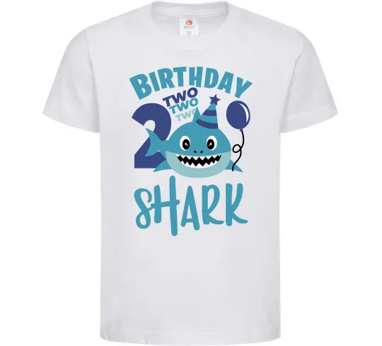 Детская футболка Birthday Shark two two two Белый фото