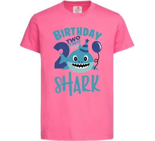 Детская футболка Birthday Shark two two two Ярко-розовый фото