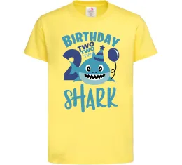 Детская футболка Birthday Shark two two two Лимонный фото