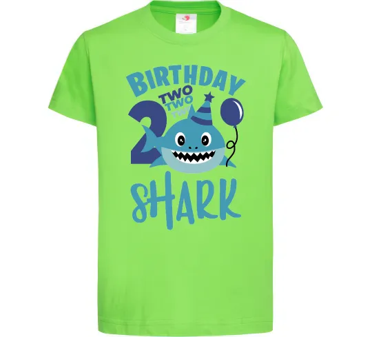 Детская футболка Birthday Shark two two two Лаймовый фото