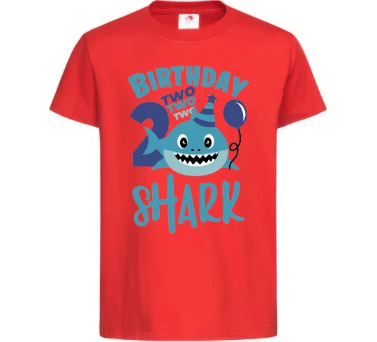 Детская футболка Birthday Shark two two two Красный фото