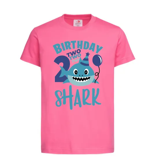 Детская футболка Birthday Shark two two two Ярко-розовый фото
